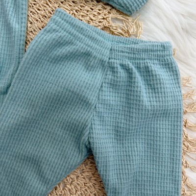 Conj. Jaqueta com Capuz Flor de Estrelinha e Calça em Malha Wafle - Verde